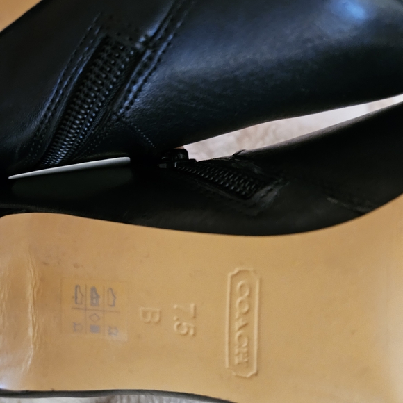 Coach Black Leather Ankle Boots with Gold Accents - Picture 3 of 8